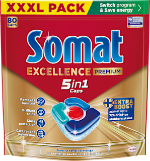 Excellence Premium 5u1 kapsule za strojno pranje posuđa Somat