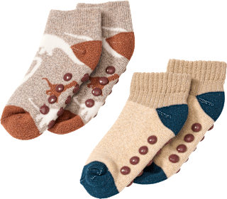 ABS Sneaker Socken mit Dino-Muster, braun & beige, Gr. 19/22 PUSBLU