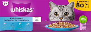 Nassfutter Katze Fisch Auswahl in Gelee, Jumbopack (80x85 g) Whiskas