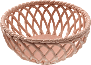 Korb aus Dolomite, peach (20x20x8,5 cm) Dekorieren & Einrichten