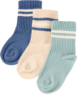 Tennissocken mit Streifen-Muster, blau + beige, Gr. 23/26 ALANA