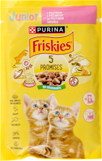 5 PROMESES Junior kompletna vlažna hrana za mačiće - piletina PURINA Friskies