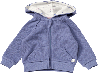 Sweatjacke mit Waffel-Struktur & Blüten-Muster, blau, Gr. 68, 1 St