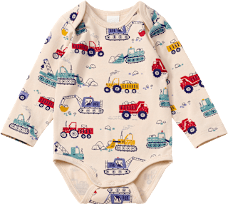 Body Langarm Pro Climate mit Baustellenfahrzeug-Muster, beige, Gr. 98/104 ALANA