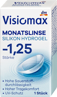 Mesačné kontaktné šošovky silikón, dioptria -1,25 Visiomax