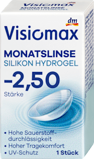 Mesečna silikonsko-hidrogelna kontaktna leča, dioptrija -2,50 visiomax