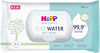 Chusteczki nawilżane Pure Water, 99,9% wody HiPP Babysanft