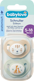 Schnuller Silikon anatomisch, beige/mint, Gr. 2, 5-18 Monate babylove