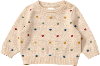 Pullover mit Noppen-Muster & Holzknöpfen, beige, Gr. 62, 1 St