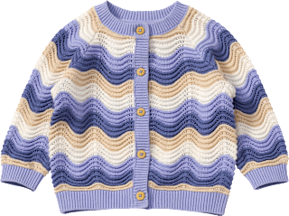 Strickjacke mit Wellen-Muster und Ajour-Struktur, blau, Gr. 86 ALANA