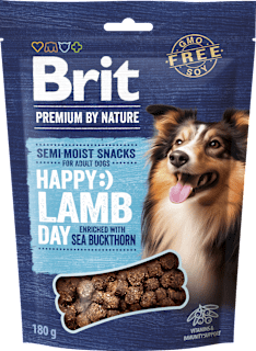 Pochúťka pre psy Premium By Nature, Semi-Moist Snacks Happy Lamb day Brit