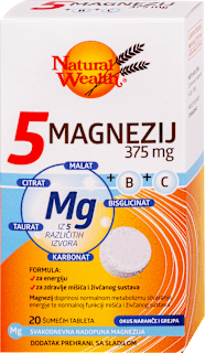 5 Magnezij 375 mg + B + C Natural Wealth