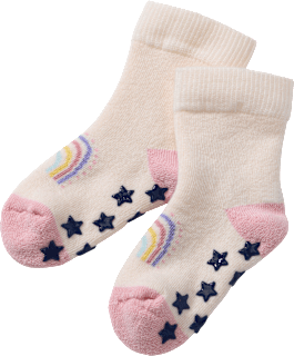 ABS Socken mit Regenbogen- und Stern-Motiv, weiß & rosa, Gr. 19/22 ALANA