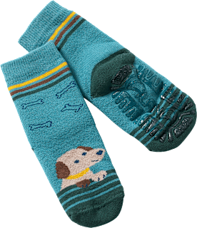 Stoppersocken mit Hunde-Motiv, grün & blau, Gr. 19/20 ALANA