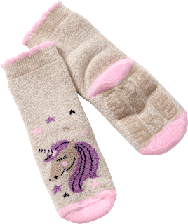 Stoppersocken mit Einhorn-Motiv, beige & rosa, Gr. 19/20 ALANA