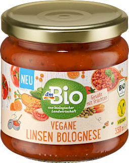 Tomatensoße, Bolognese mit Linsen, vegan dmBio