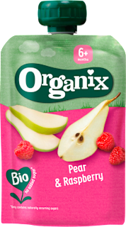 Piure ECO de pere și zmeură, 6+ luni Organix