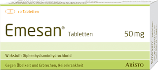 Emesan Tabletten Diphenhydraminhydrochlorid 50 mg Mittel gegen Übelkeit und Erbrechen ARISTO