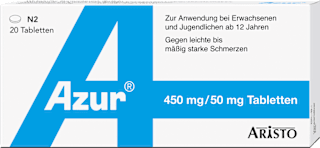Azur 450 mg Paracetamol/50 mg Coffein Tabletten zur symptomatischen  Behandlung von leichten bis mäßig starken Schmerzen ARISTO
