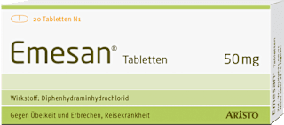 Emesan Tabletten Diphenhydraminhydrochlorid 50 mg Mittel gegen Übelkeit und Erbrechen  ARISTO
