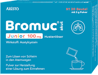 Bromuc akut Junior 100 mg Acetylcystein Hustenlöser Beutel 20 x á 3 g Pulver zur Herstellung einer Lösung zum Einnehmen ARISTO