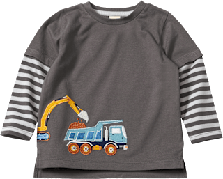 Langarmshirt mit Bagger-Applikation, grau, Gr. 110  ALANA