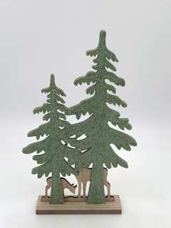 Filzaufsteller, Bäume mit Holzhirschen, salbei-natur Dekorieren & Einrichten