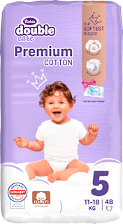 double care Cotton Premium pelene za bebe vel. 5 (11 - 18 kg) + vlažne maramice 20 kom. Violeta