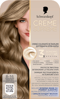 Vopsea permanentă 8-16 Blond deschis cenușiu rece Schwarzkopf CREME SUPREME