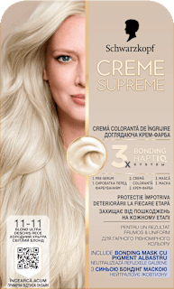 Vopsea permanentă 11-11 Blond ultra deschis rece Schwarzkopf CREME SUPREME