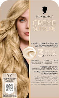 Vopsea permanentă 9-0 Blond natural foarte deschis Schwarzkopf CREME SUPREME