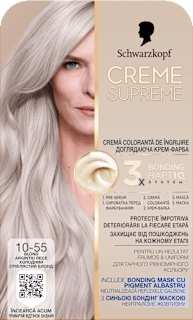 Vopsea permanentă 10-55 Blond argintiu rece Schwarzkopf CREME SUPREME