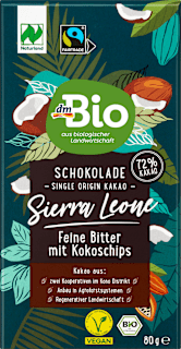 Schokolade Sierra Leone Feine Bitter 72 % Kakao mit Kokoschips dmBio