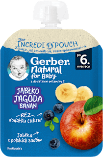 Mus owocowy jabłko, jagoda, banan po 6. miesiącu życia Gerber
