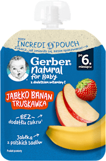 Mus owocowy jabłko, banan, truskawka po 6. miesiącu Gerber