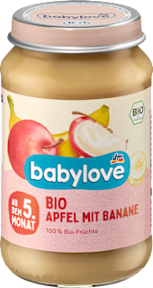 Био плодово пюре ябълка и банан, 5+м babylove