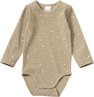 Body Langarm mit Ripp-Struktur & Blumen-Muster, braun, Gr. 74/80 ALANA