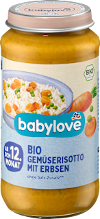 Meniu Risotto de legume cu mazăre de 12 luni babylove