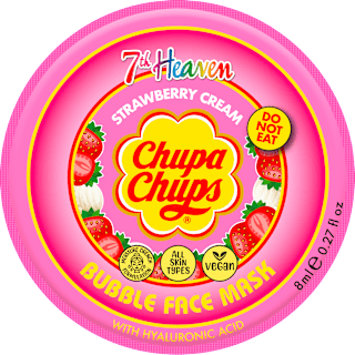 Chupa Chups mască de față spumă cu căpșuni& acid hialuronic 7th Heaven
