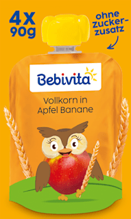 Quetschie Vollkorn in Apfel Banane, ab 1 Jahr (4 x 90g) Bebivita