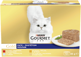 Potpuna hrana za odrasle mačke – govedina, tuna, jetrica i puretina, 12 x 85 g Purina Gourmet