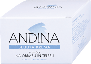 Belilna krema za dlačice na obrazu in telesu Andina