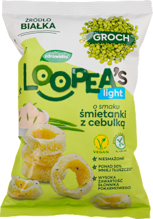Chrupki z zielonego grochu o smaku śmietanki z zieloną cebulką  LOOPEA's