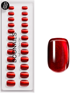 Künstliche Nägel Press Ons Extra Short Square Red Cateye Doonails