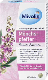 Supliment alimentar cu vitamine și minerale, extract de piper de călugăr și plantă de mantaua doamnei Mivolis