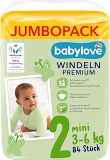 Plienky Premium - veľ. 2 mini (3-6 kg) Jumbo Pack babylove