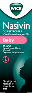 Wick Nasivin Dosiertropfer ohne Konservierungsstoffe Baby 0,1 mg/ml Oxymetazolinhydrochlorid Nasentropfen, Lösung WICK