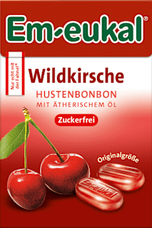 Bonbons, Minis Wildkirsche, zuckerfrei, in der Taschenbox Em-eukal