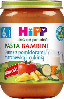 Penne z pomidorami, marchewką i cukinią BIO, po 6. miesiącu HiPP