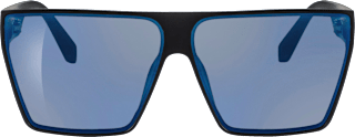 Sonnenbrille schwarzes, eckiges Gestell mit blauen Gläsern SUNDANCE